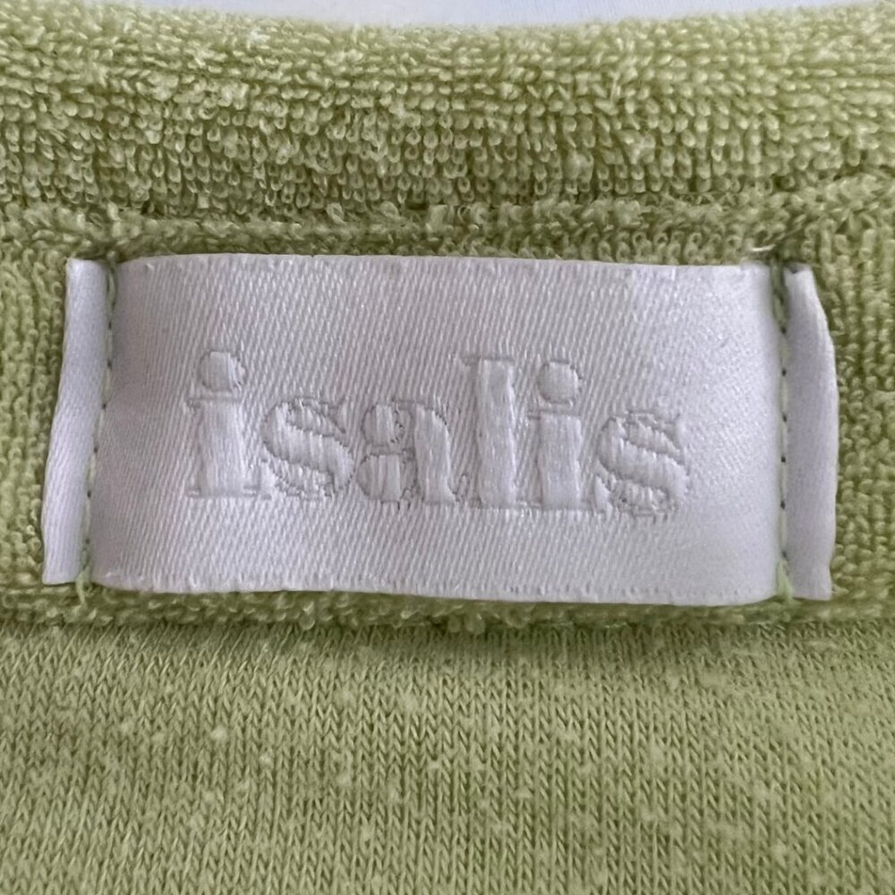 Isalis Green Retro Terry Cloth Button Up Short Sleeve Dress Cover Up - Picture 5 of 6